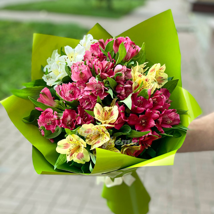 Букет из 13 альстромерий (крупный план)