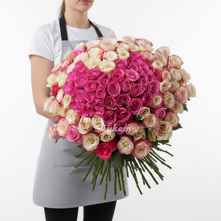 101 роза сердце (Premium) 80 см.