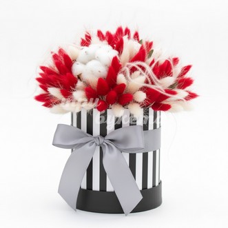 Красный и белый лагурус в коробке